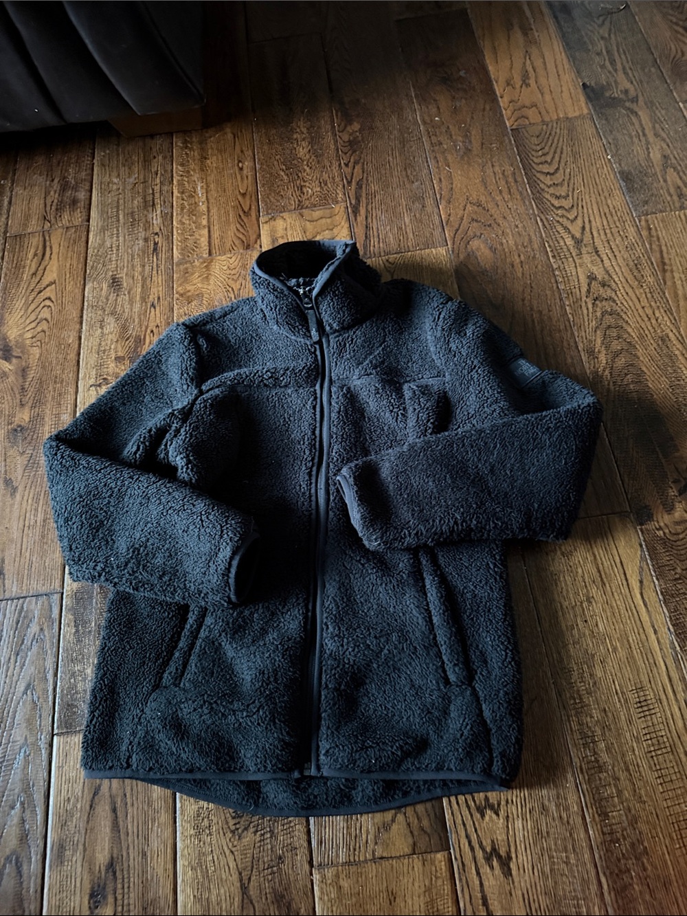 THE NORTH FACE Girls Black Sherpa Zip-Up Sweater Jacket Size M(10-12)